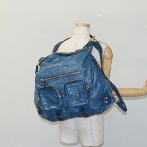 GUCCI Backpack Leather 2way Blue Auth